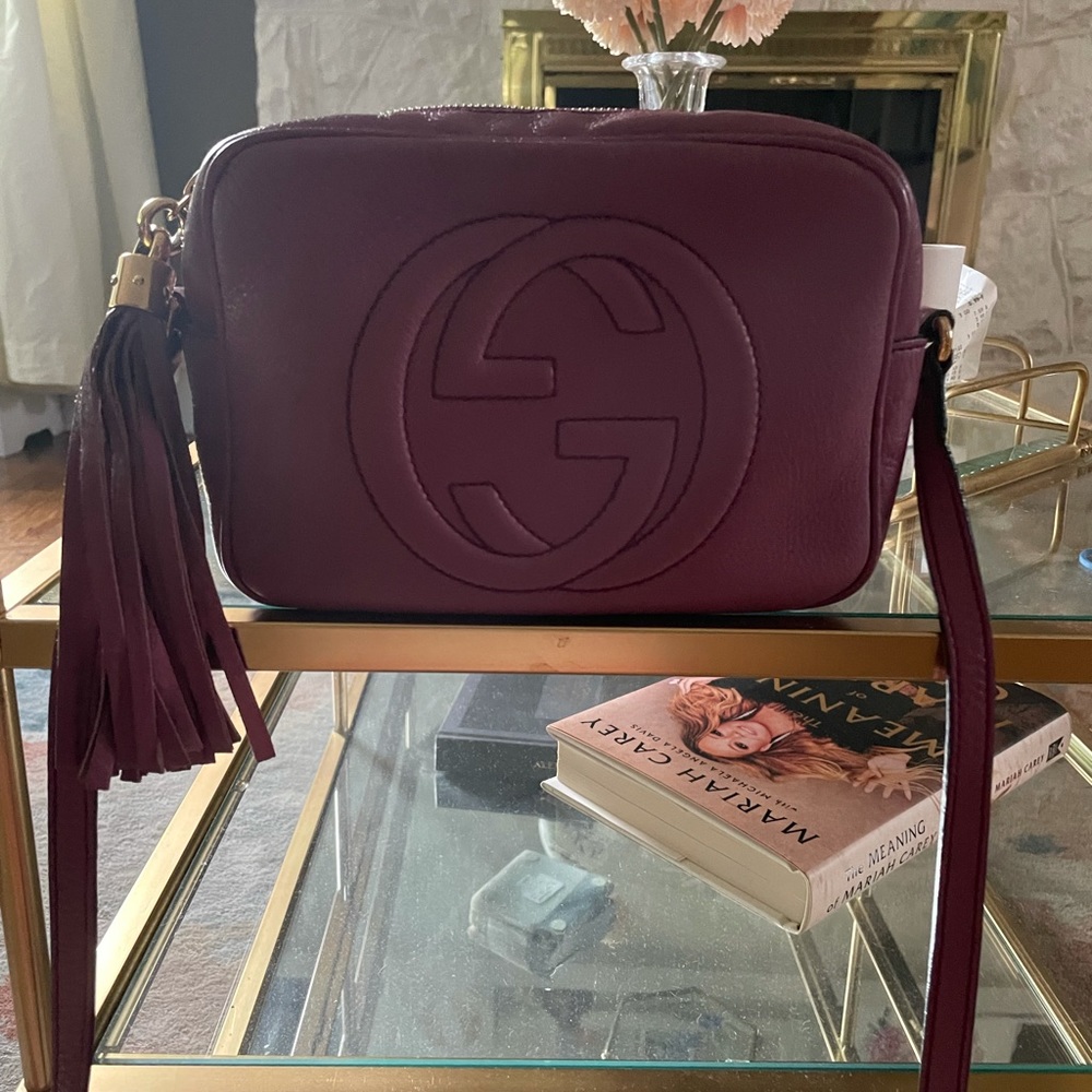 Auth Gucci Disco Camera Pink Leather Crossbody Bag